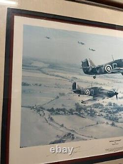 Signed Moral Support Robert TAYLOR Art 29.5x24Plane Framed Military RAF Badge