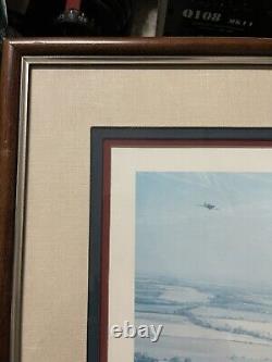 Signed Moral Support Robert TAYLOR Art 29.5x24Plane Framed Military RAF Badge