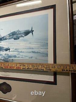 Signed Moral Support Robert TAYLOR Art 29.5x24Plane Framed Military RAF Badge