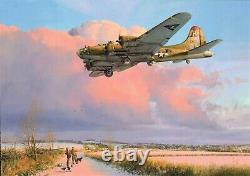 Skipper Comes Home by Robert Taylor aviation art signed by WWII B-17 Aircrew