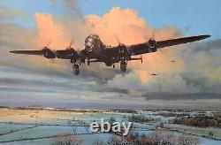 Strike and Return by Robert Taylor aviation art signed by RAF Lancaster Aircrew
