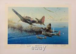 The Battle of the Coral Sea by Robert Taylor signed by TEN WWII Dauntless Pilots