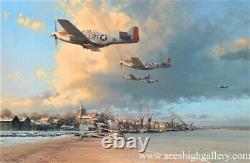Towards the Home Fires by Robert Taylor art print signed by a WWII Mustang Pilot
