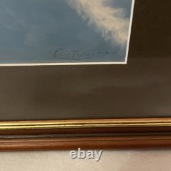 VTG Framed Lithograph Spitfire In Sky Signed Robert Taylor 38cm X 49cm