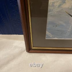 VTG Framed Lithograph Spitfire In Sky Signed Robert Taylor 38cm X 49cm