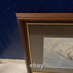 VTG Framed Lithograph Spitfire In Sky Signed Robert Taylor 38cm X 49cm