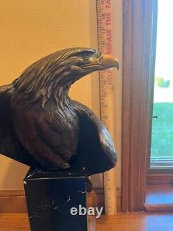 Vigilance Large American Bald Eagle Bronze Sculpture Signed Robert Taylor 30 Lb