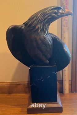 Vigilance Large American Bald Eagle Bronze Sculpture Signed Robert Taylor 30 Lb