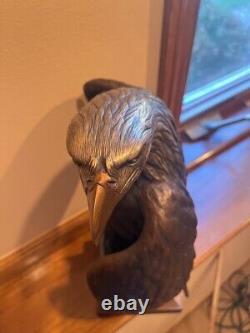 Vigilance Large American Bald Eagle Bronze Sculpture Signed Robert Taylor 30 Lb