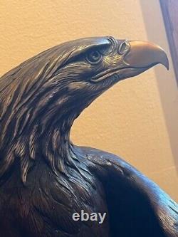 Vigilance Large American Bald Eagle Bronze Sculpture Signed Robert Taylor 30 Lb