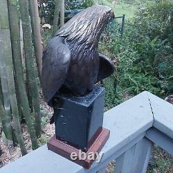 Vigilance Large American Bald Eagle Bronze Sculpture Signed Robert Taylor 30 Lb