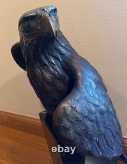 Vigilance Large American Bald Eagle Bronze Sculpture Signed Robert Taylor 30 Lb