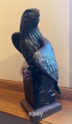 Vigilance Large American Bald Eagle Bronze Sculpture Signed Robert Taylor 30 Lb