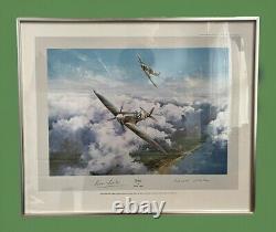 WW2 RAF SPITFIRE DOUGLAS BADER JOHNNIE JOHNSON Signed Robert Taylor print FRAMED