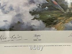 WW2 RAF SPITFIRE DOUGLAS BADER JOHNNIE JOHNSON Signed Robert Taylor print FRAMED