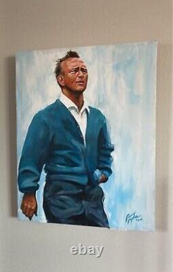 28 x 22 Arnold Palmer Peinture Acrylique Originale par l'Artiste Robert Taylor Signée