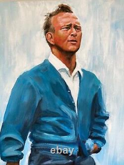 28 x 22 Arnold Palmer Peinture Acrylique Originale par l'Artiste Robert Taylor Signée