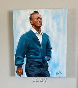 28 x 22 Arnold Palmer Peinture Acrylique Originale par l'Artiste Robert Taylor Signée