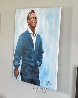 28 x 22 Arnold Palmer Peinture Acrylique Originale par l'Artiste Robert Taylor Signée