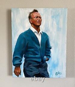 28 x 22 Arnold Palmer Peinture Acrylique Originale par l'Artiste Robert Taylor Signée