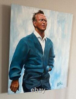 28 x 22 Arnold Palmer Peinture Acrylique Originale par l'Artiste Robert Taylor Signée