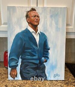 28 x 22 Arnold Palmer Peinture Acrylique Originale par l'Artiste Robert Taylor Signée