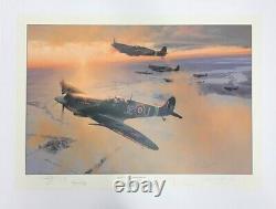 AUBE DE MILIEU D'HIVER par Robert Taylor signé par Johnnie Johnson et les Pilotes de Spitfire de la Seconde Guerre mondiale