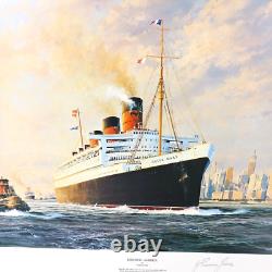 Adieu Amérique RMS Queen Mary Robert Taylor LE Print Signé Capt Jones