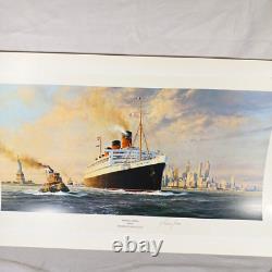 Adieu Amérique RMS Queen Mary Robert Taylor LE Print Signé Capt Jones