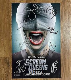 Affiche signée des Scream Queens SDCC avec Taylor Lautner, Roberts, Jamie Lee Curtis et Stamos