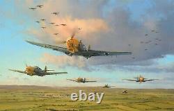 Armada aérienne par Robert Taylor, estampe signée par deux As de la Luftwaffe de la Bataille d'Angleterre.