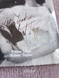 Belle VIVIAN LEIGH & ROBERT TAYLOR double signé vintage p/c + vrai COA