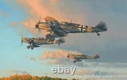 Chasseurs à l'aube par Robert Taylor Aviation Art Signé par les As de la Luftwaffe de la Seconde Guerre mondiale