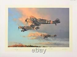 Chasseurs à l'aube par Robert Taylor Aviation Art Signé par les As de la Luftwaffe de la Seconde Guerre mondiale
