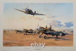 Chasseurs dans le désert de Robert Taylor - Épreuve d'imprimeur de l'éditeur Me-109 Aviation Art Print