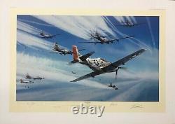 Chasseurs de jets par Robert Taylor Aviation Art signé par les pilotes de Mustang de la Seconde Guerre mondiale