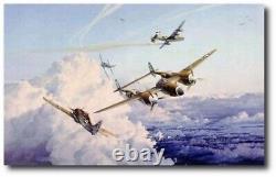 Ciel hostile ROBERT TAYLOR LTD ED WWII Aviation Print Signé avec COA Nouveau P38 B24