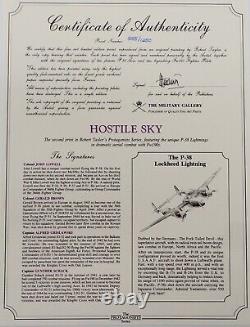 Ciel hostile ROBERT TAYLOR LTD ED WWII Aviation Print Signé avec COA Nouveau P38 B24