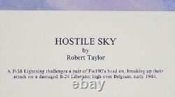 Ciel hostile ROBERT TAYLOR LTD ED WWII Aviation Print Signé avec COA Nouveau P38 B24