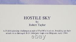 Ciel hostile ROBERT TAYLOR LTD ED WWII Aviation Print Signé avec COA Nouveau P38 B24