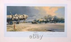 Cieux dégagés, Robert Taylor Artist Proof signé par dix anciens combattants du 100ème groupe de bombardement