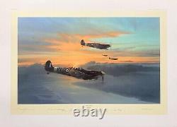 Eagle Force par Robert Taylor Art de l'aviation signé par 3 pilotes de l'escadron Eagle de la Seconde Guerre mondiale