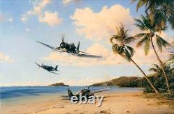 Force de frappe de la tête de plage par Robert Taylor signé par les as du Corsair de la Seconde Guerre mondiale