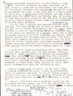 Lettre dactylographiée signée de Robert Lewis Taylor 20/07/1967