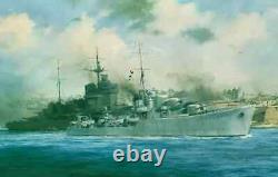 Mountbatten de Birmanie a signé l'édition limitée de la Marine Royale HMS Kelly Print de Robert Taylor
