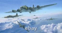 ROBERT TAYLOR Deuxième mission de Schweinfurt B-17 92e groupe de bombardement 3 signatures WOW