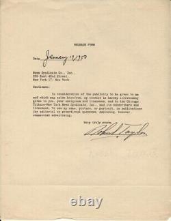 Robert Taylor Document Signé 19/01/1950