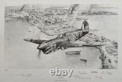 Robert Taylor REQUINS DU DÉSERT Curtiss P-40 7 SIGNATURES! Aviation Art Pencil Print