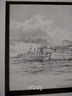 Robert Taylor Scharnhorst à l'ancre Signé et Numéroté Encadré Impression Maritime