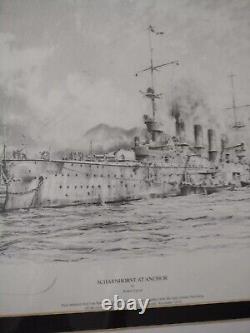 Robert Taylor Scharnhorst à l'ancre Signé et Numéroté Encadré Impression Maritime
